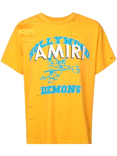 Shop Amiri 'hollywood Demons' T In Yellow