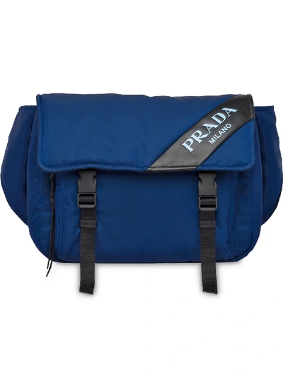 Shop Prada Nylon Belt Bag - Blue