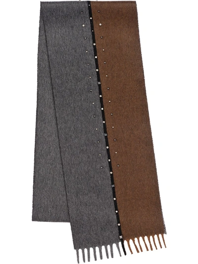 Shop Prada Studded Scarf - Brown