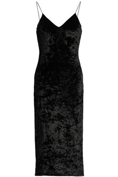 Shop Alice And Olivia Crushed-velvet Dress In Black