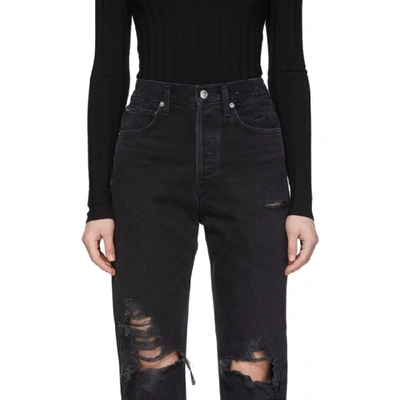 Shop Agolde Black 90's Mid-rise Loose Fit Jeans In Audio