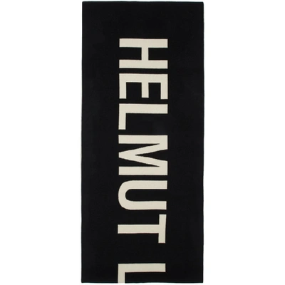 Shop Helmut Lang Black And Off-white Oversized Scarf In Black/white