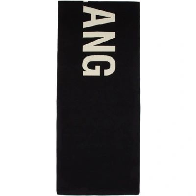 Shop Helmut Lang Black And Off-white Oversized Scarf In Black/white