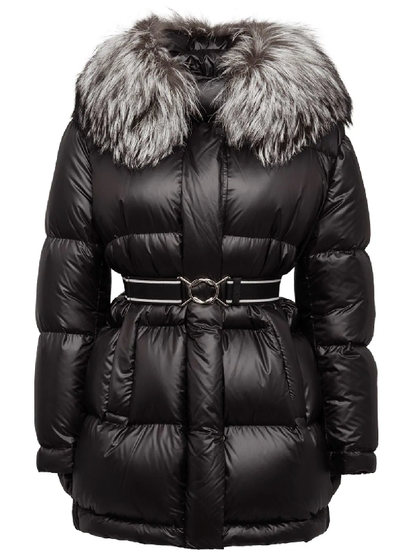 Prada Fur-trimmed Down Jacket In Black 