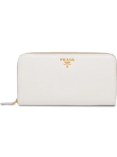 Shop Prada Zipped Continental Wallet - White