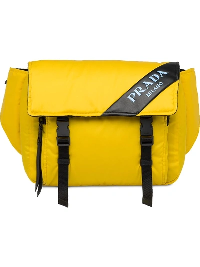 Shop Prada Leather Belt Bag - Yellow