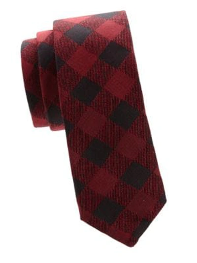 Shop Valentino Silk Checker Tie In Red
