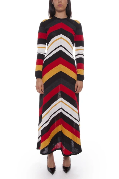 Shop Msgm Chevron Maxi Dress In Multi