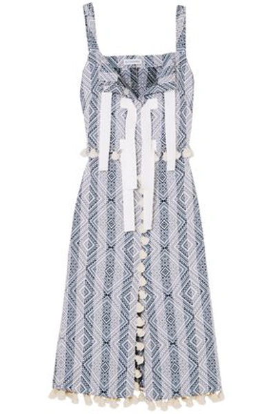 Shop Altuzarra Villette Tasseled Cotton-blend Jacquard Midi Dress In Sky Blue