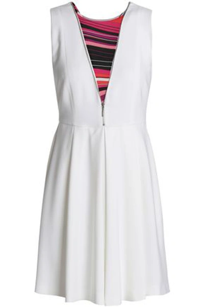 Shop Emilio Pucci Paneled Zip-detailed Crepe Mini Dress In White