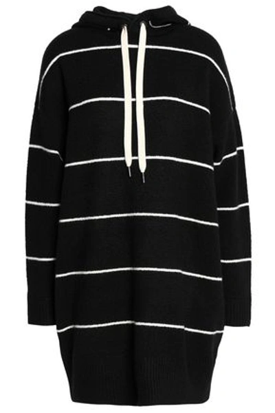 Shop Alice And Olivia Alice + Olivia Woman Riva Striped Knitted Hooded Tunic Black