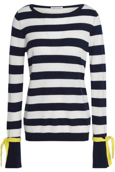 Shop Autumn Cashmere Woman Striped Cashmere Sweater Navy