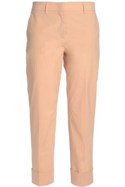 Shop Emilio Pucci Woman Cropped Stretch-cotton Tapered Pants Peach In Blush