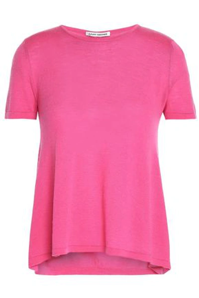 Shop Autumn Cashmere Woman Ruched Cutout Cashmere Top Fuchsia