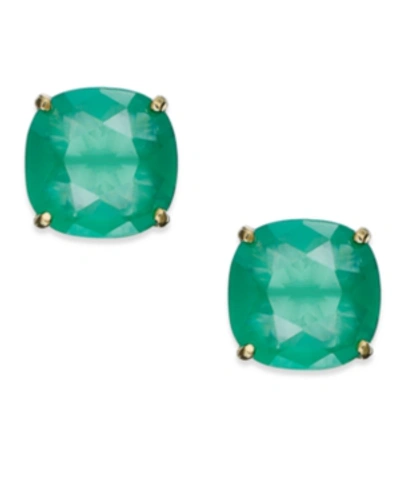 Shop Kate Spade Square Stud Earrings In Beryl Green