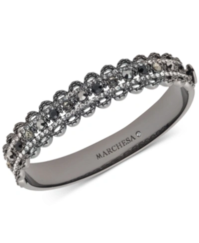 Shop Marchesa Hematite-tone Stone & Crystal Scalloped Bangle Bracelet