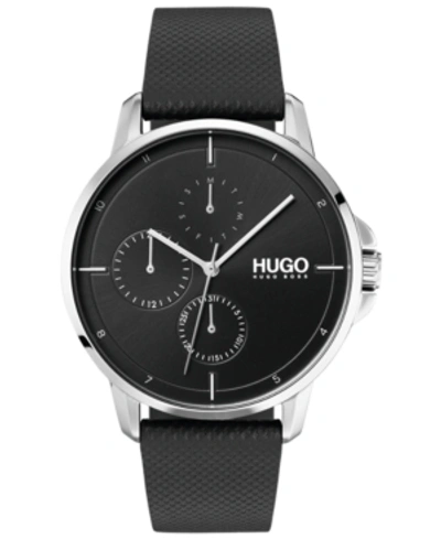 Shop Hugo Boss Men's #focus Black Leather Strap Watch 42mm In No Color