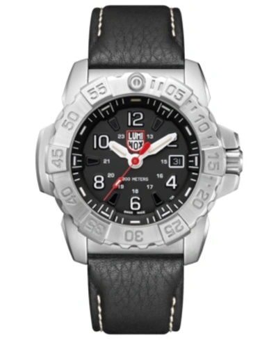 Luminox Men's Navy Seal 3251 Stainless Black Leather Strap Watch In Black