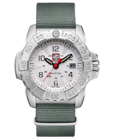 Shop Luminox Men's 3257 Navy Seal Stainless Green Nylon Strap Watch In Gray