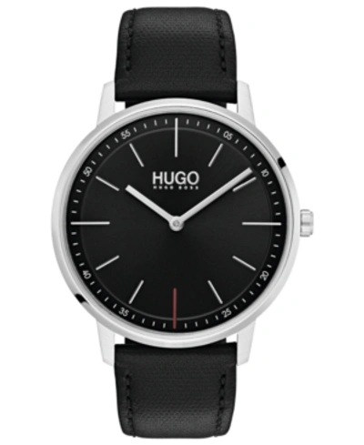 Shop Hugo Boss Men's #exist Ultra Slim Black Leather Strap Watch 40mm