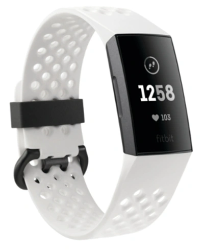 Shop Fitbit Charge 3 Unisex Interchangeable White & Black Silicone Strap Touchscreen Smart Watch 22.7mm - A Spec In Graphite/white