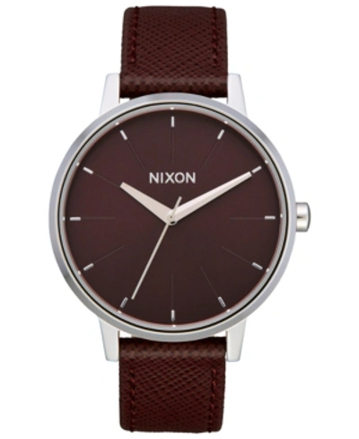 Shop Nixon Women's Kensington Leather Strap Watch 37mm In Port