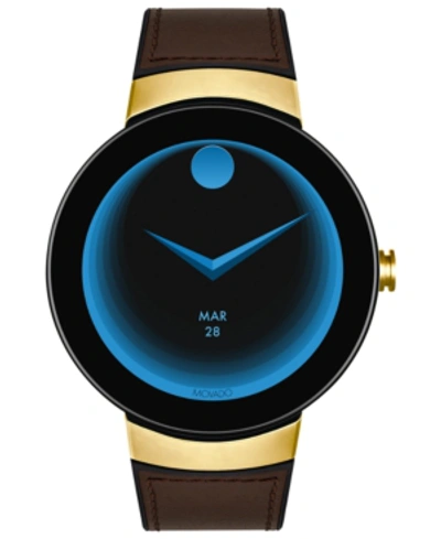 Shop Movado Men's Connected Black Silicone & Chocolate Leather Strap Smart Watch 46.5mm