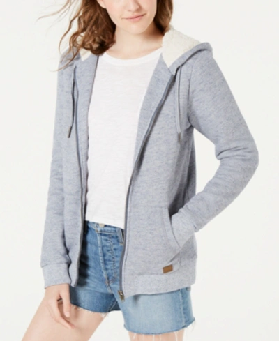 Shop Roxy Juniors' Fleece-lined Hooded Jacket In Dress Blues
