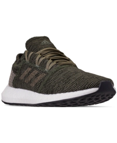 Shop Adidas Originals Adidas Men's Pureboost Go Running Sneakers From Finish Line In Base Green / Trace Cargo