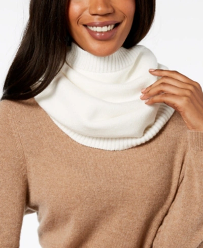 Shop Dkny Ribbed-knit Snood Neckwarmer, Created For Macy's In Cream