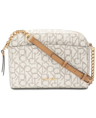 Calvin Klein Signature Hayden Crossbody In Almond Khaki/cashew/gold |  ModeSens