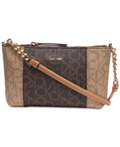 Calvin Klein Hayden Signature Chain Strap Crossbody In Twin Print/gold |  ModeSens