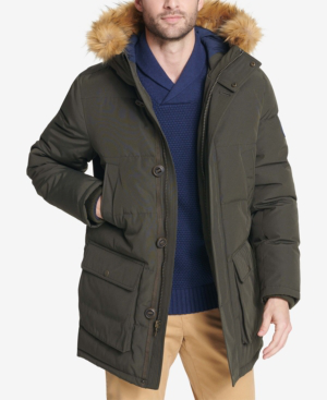 tommy hilfiger men's jacket fur hood