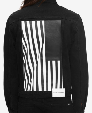 denim graphic trucker jacket