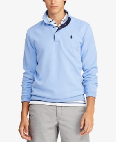 Shop Polo Ralph Lauren Men's Double-knit Half-zip Pullover In Collin Blue