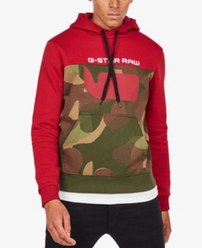 G-star Raw Men's Colorblocked Camo Logo Hoodie In Chili Red | ModeSens