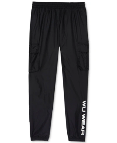 Shop Wu Wear Men's Nylon Cargo Track Pants In Black