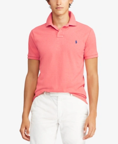 Shop Polo Ralph Lauren Men's Custom Slim-fit Mesh Polo Shirt In Highland Rose Heather