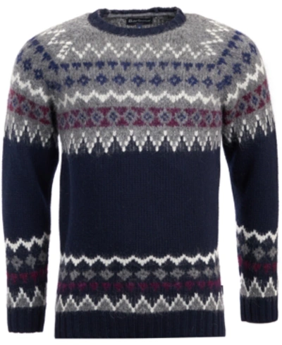 Shop Barbour Men's Wetheral Fairisle Wool Sweater In Navy