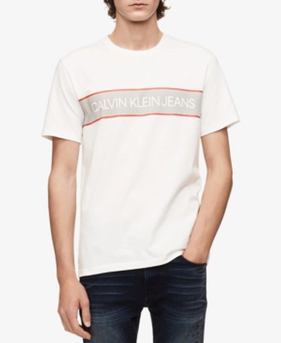 Shop Calvin Klein Jeans Est.1978 Men's Logo Print T-shirt In Brilliant White