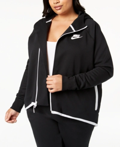 Shop Nike Plus Size Sportswear Tech Fleece Cape Jacket In Black White