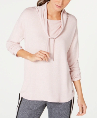 Shop Calvin Klein Performance Cowl-neck Top In Cameo Pink