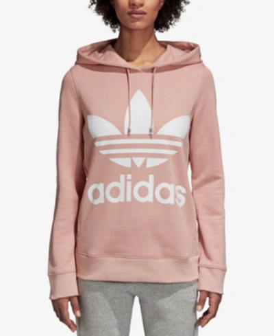 Shop Adidas Originals Adicolor Cotton Trefoil Hoodie In Pink