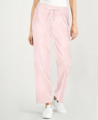 Shop Calvin Klein Velour Drawstring Pants In Blush