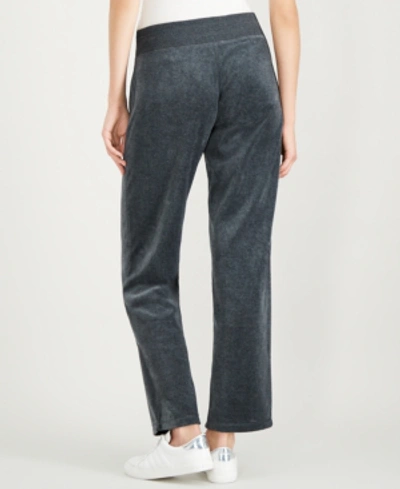 Shop Calvin Klein Velour Drawstring Pants In Heather Granite