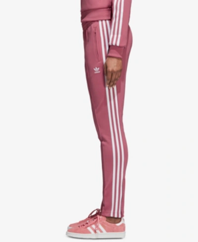 Shop Adidas Originals Adicolor Superstar Three-stripe Track Pants In Trace Maroon