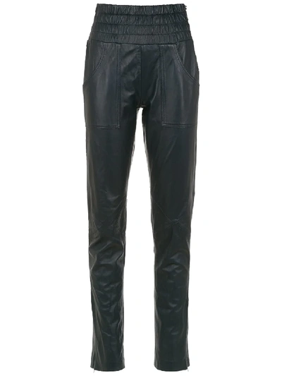 Shop Clé Leather Elasticated Pants - Blue
