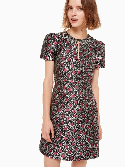 Shop Kate Spade Floral Park Jacquard Dress In Black