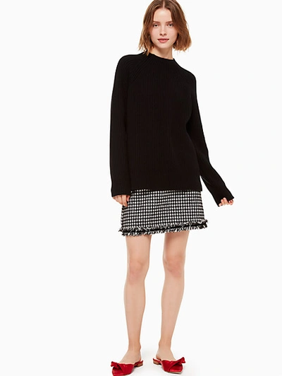 Shop Kate Spade Houndstooth Tweed Skirt In Black/cream
