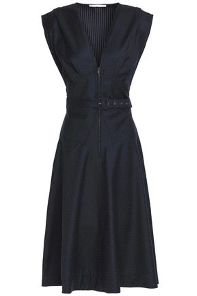 Shop Antonio Berardi Belted Wool-jacquard Dress In Black